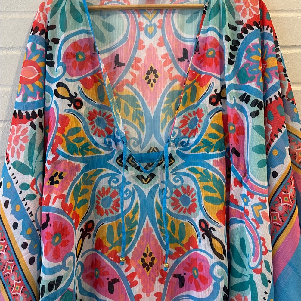 Colorful V-Neck Bohemian Swim Coverup - Picture 5 of 6